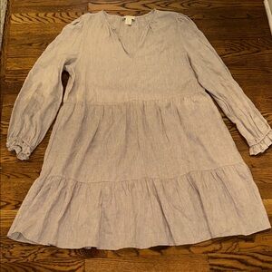 Cynthia Rowley Soft Gray Tiered Linen Blend Dress NWOT